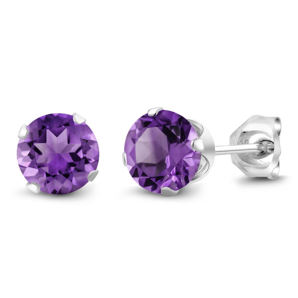 Purple Amethyst Stud Earrings 6mm 1.50 cttw